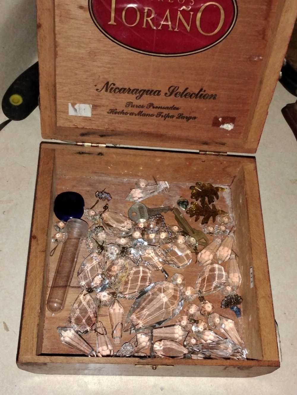 Crystal Teardrop Pendants +Torano Cigar Box- Clear